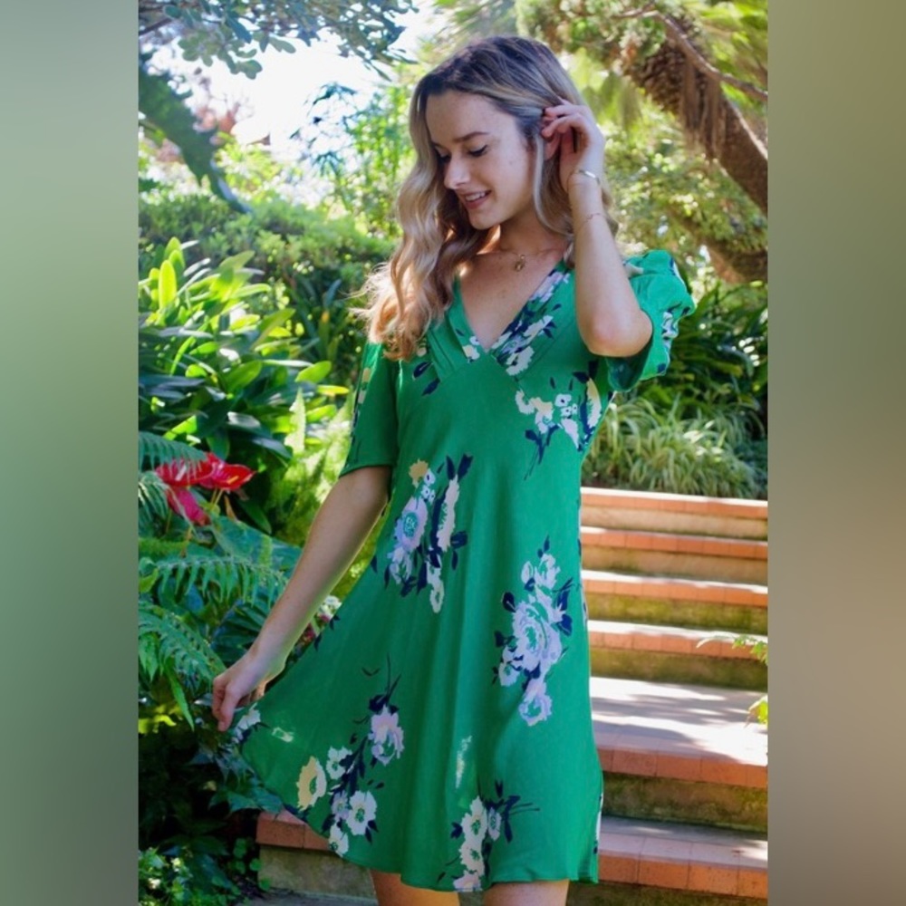 Free People Green Neon Garden mini dress